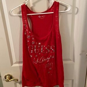 Women’s red Guess muscle tank top. Size XL.